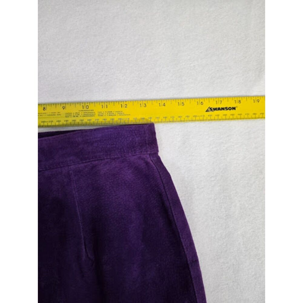 Vintage 90s G-III Global Identity Purple Suede Leather Pencil Skirt Womens 9/10 - Picture 4 of 8